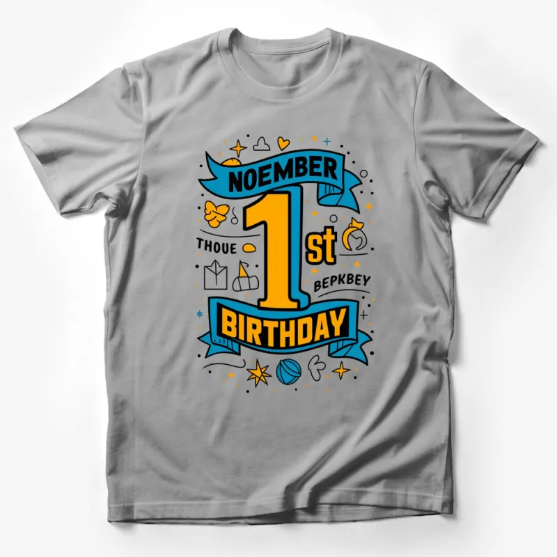 November 1st Birthday T-Shirt, Colorful Retro Graphic Tee, Unisex Party Wear Male T-Shirt