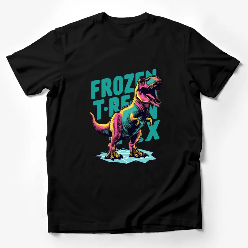 Colorful T-Rex Dinosaur Graphic T-Shirt, Frozen Trex Kids and Adults Tee, Fun Prehistoric Animal Shirt Male T-Shirt