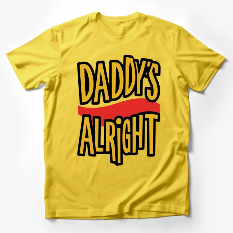 Daddy's Alright Bold Text Graphic T-Shirt, Vintage Style Red and Yellow Tee Male T-Shirt