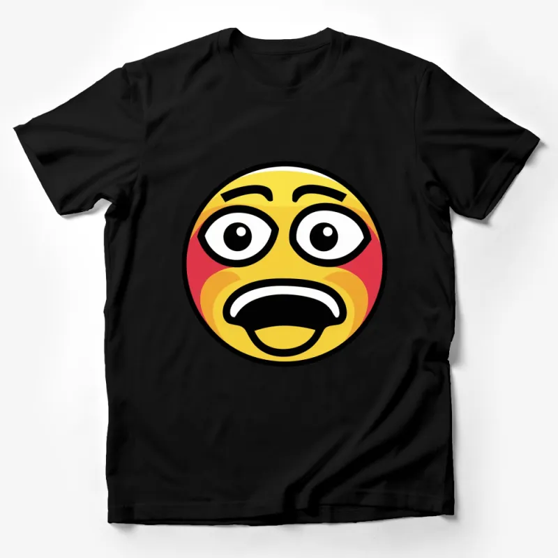 Yellow and Red Worried Face Emoji Graphic T-Shirt, Unisex Emoji Tee for All Ages Male T-Shirt