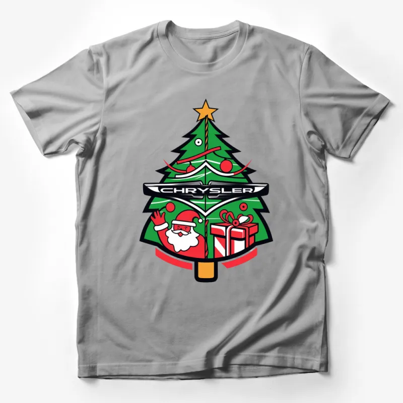 Festive Christmas Tree with Santa and Gifts Chrysler T-Shirt, Holiday Apparel for All Male T-Shirt