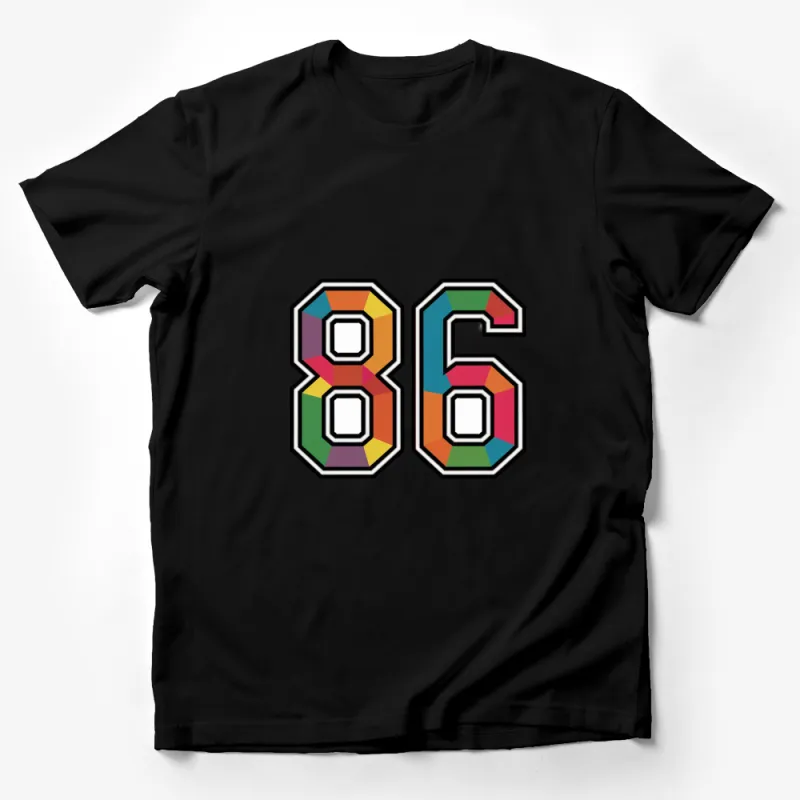 Colorful Geometric Pattern 86 Design T-Shirt, Retro Style Casual Tee, Unisex Graphic Shirt Male T-Shirt