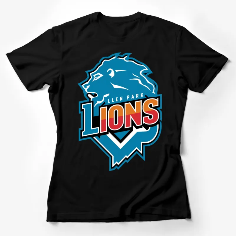 Allen Park Lions Bold Graphic T-Shirt, Blue and Red Sports Logo Tee, Casual and Stylish Lion Design Shirt Female T-Shirt