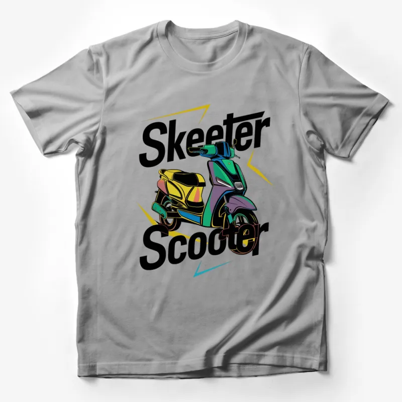 Vintage Style Scooter T-Shirt, Colorful Retro Scooter Graphic Tee, Unisex Casual Top Male T-Shirt