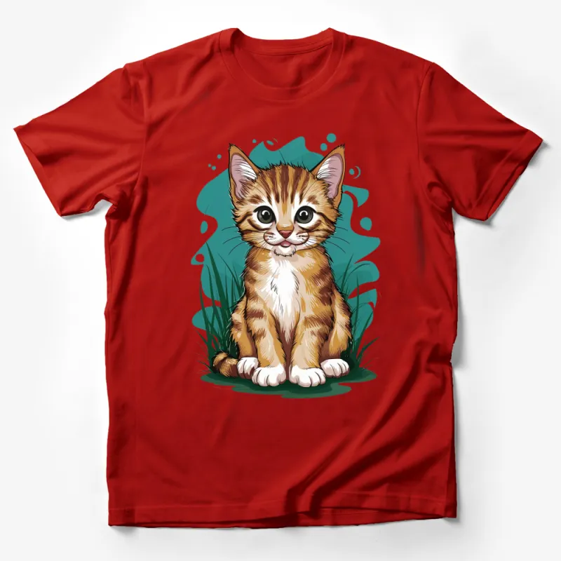 Adorable Orange Tabby Kitten T-Shirt, Cute Cat Graphic Tee, Unisex Cat Lover Gift Male T-Shirt