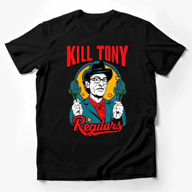 Kill Tony Regulars Retro Comic Style T-shirt, Bold Graphic Tee, Vintage Inspired Casual Wear Male T-Shirt