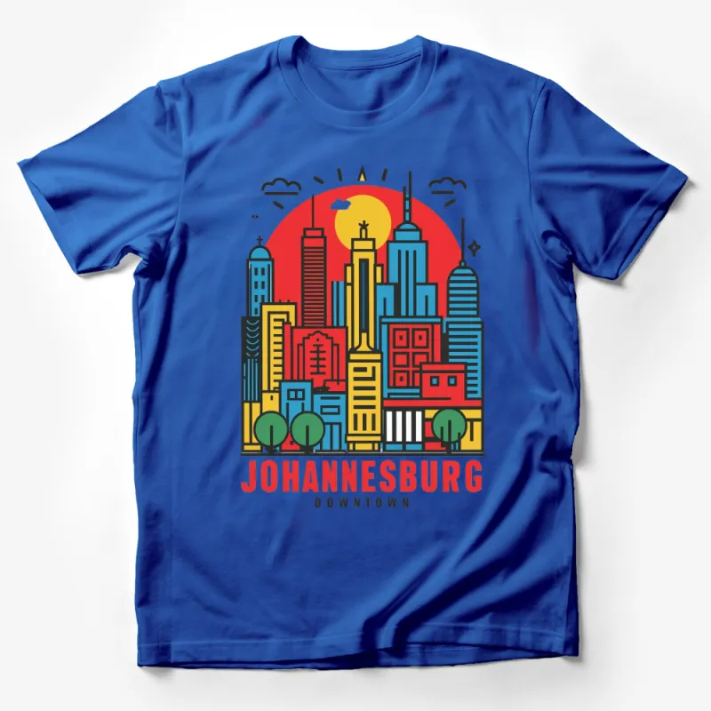 Vibrant Johannesburg Downtown Skyline T-Shirt, Colorful City Graphic Tee, Urban Modern Art Shirt, Unisex Apparel Male T-Shirt