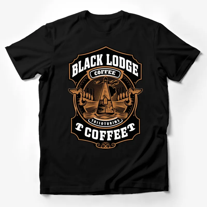 Black Lodge Coffee T-Shirt, Vintage Coffee Label Design Tee, Unique Coffee Lover Gift Male T-Shirt