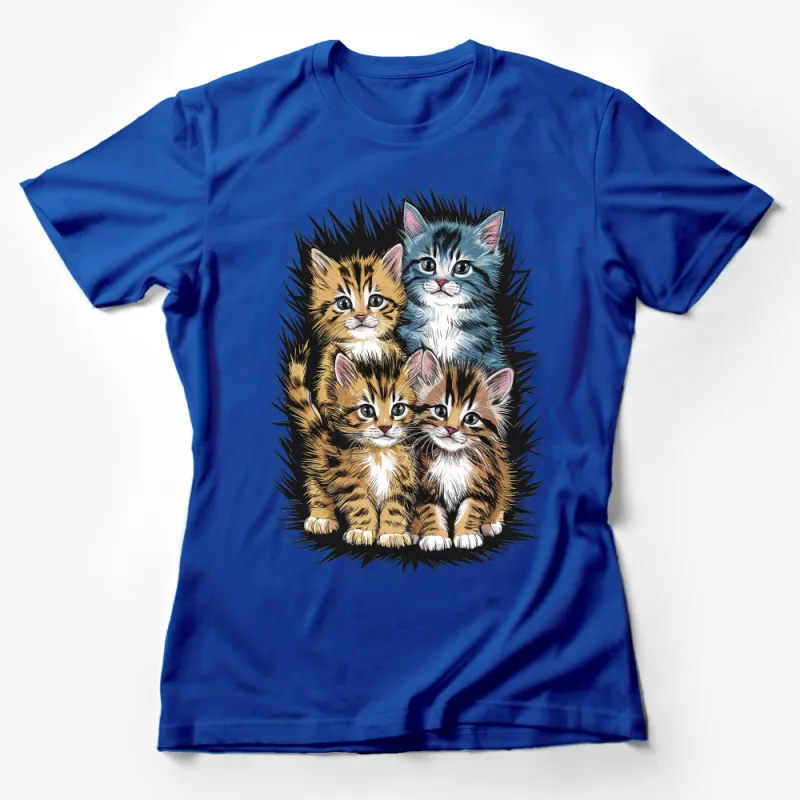 Cute Kitten T-Shirt, Adorable Cat Lover Gift, Cat Mom Tee, Colorful Kitty Graphic Shirt Female T-Shirt