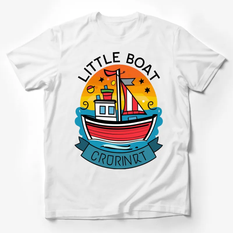 Colorful Little Boat T-Shirt, Fun Boat Graphic Tee, Cute Nautical Kids and Adults, Casual Summer Top Male T-Shirt