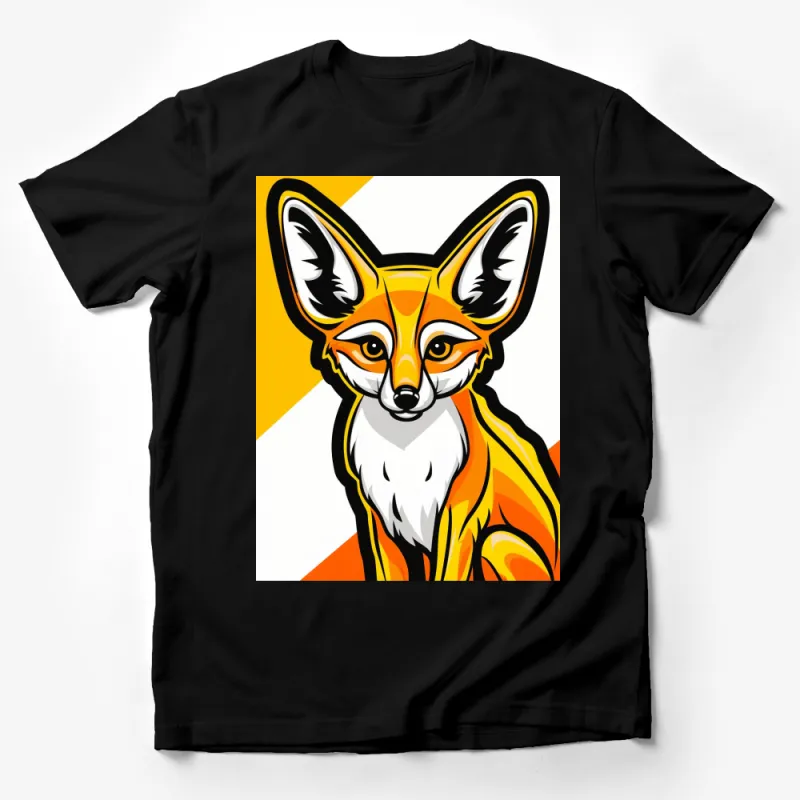 Bold Fox Graphic T-Shirt, Vibrant Orange and Yellow, Modern Art Style Tee, Unisex Clothing Male T-Shirt