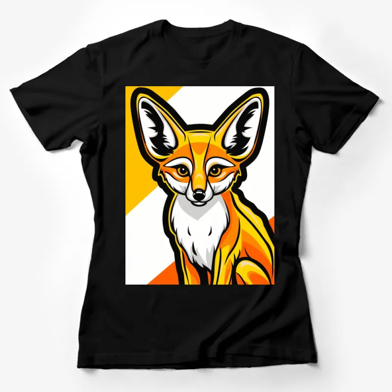 Bold Fox Graphic T-Shirt, Vibrant Orange and Yellow, Modern Art Style Tee, Unisex Clothing Female T-Shirt