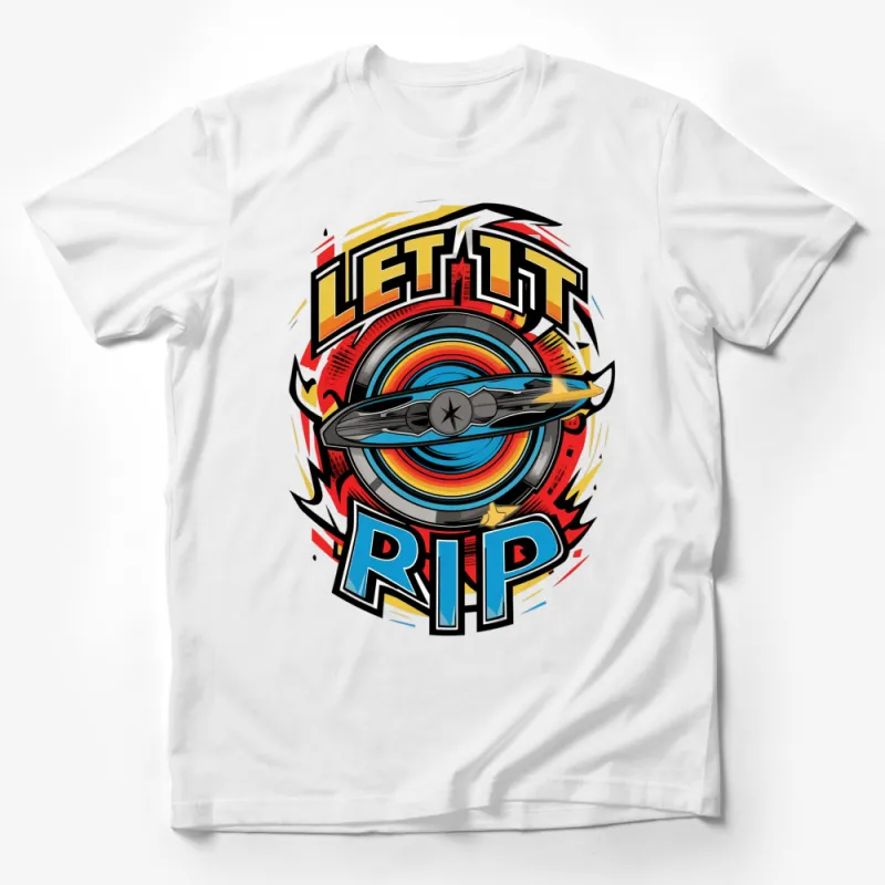 Let It Rip Beyblade Inspired T-Shirt, Colorful Graphic Tee, Urban Style, Trendy Kids and Adults Top Male T-Shirt