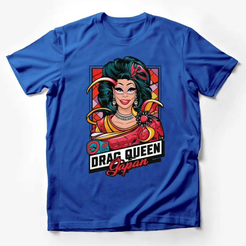 Bold Drag Queen Japan Graphic T-Shirt, Vibrant Pop Art Style, Unique Fashion Statement Top Male T-Shirt