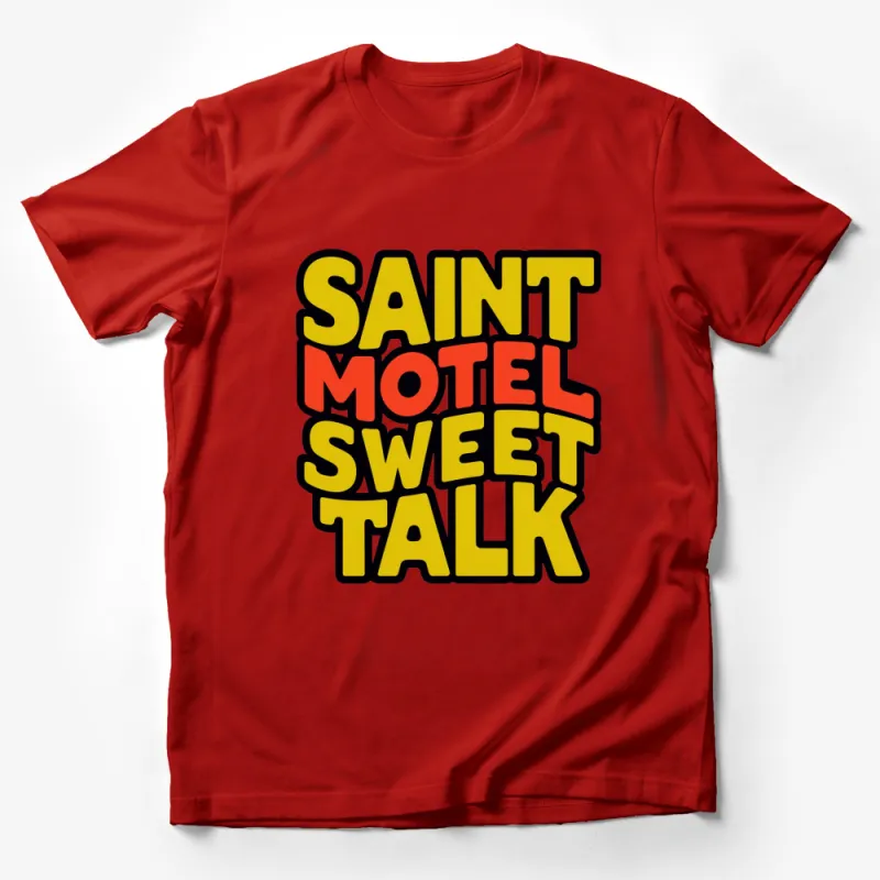 Saint Motel Sweet Talk Graphic T-Shirt, Bold Yellow and Red Text Design, Unisex Casual Wear Male T-Shirt