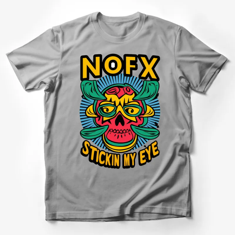 NOFX Band T-Shirt, Bold Skull Graphic, Vibrant Punk Rock Tee, Unisex Adult Clothing Merchandise Male T-Shirt