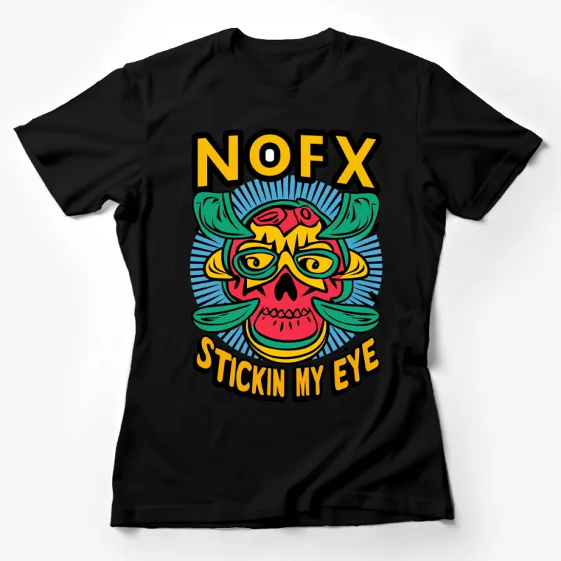 NOFX Band T-Shirt, Bold Skull Graphic, Vibrant Punk Rock Tee, Unisex Adult Clothing Merchandise Female T-Shirt