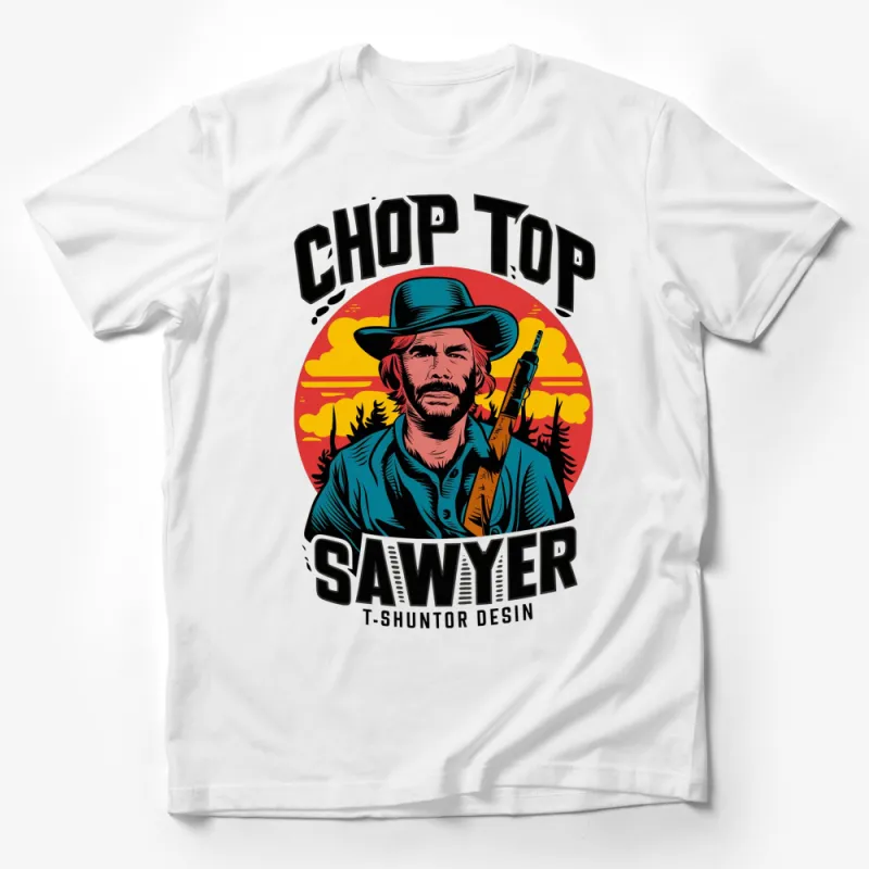 Vintage Chop Top Sawyer Graphic T-Shirt, Colorful Retro Horror Movie Fan Tee, Unisex Cotton Shirt Male T-Shirt