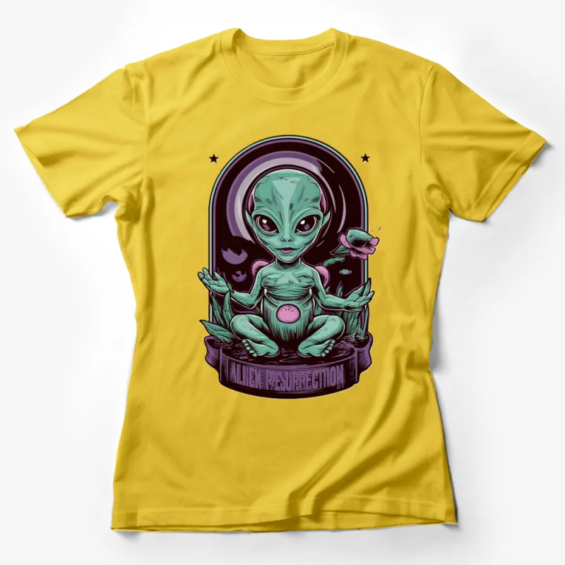 Alien Resurrection Graphic T-Shirt, Cool Extraterrestrial Meditation Design, Unisex Tee Female T-Shirt