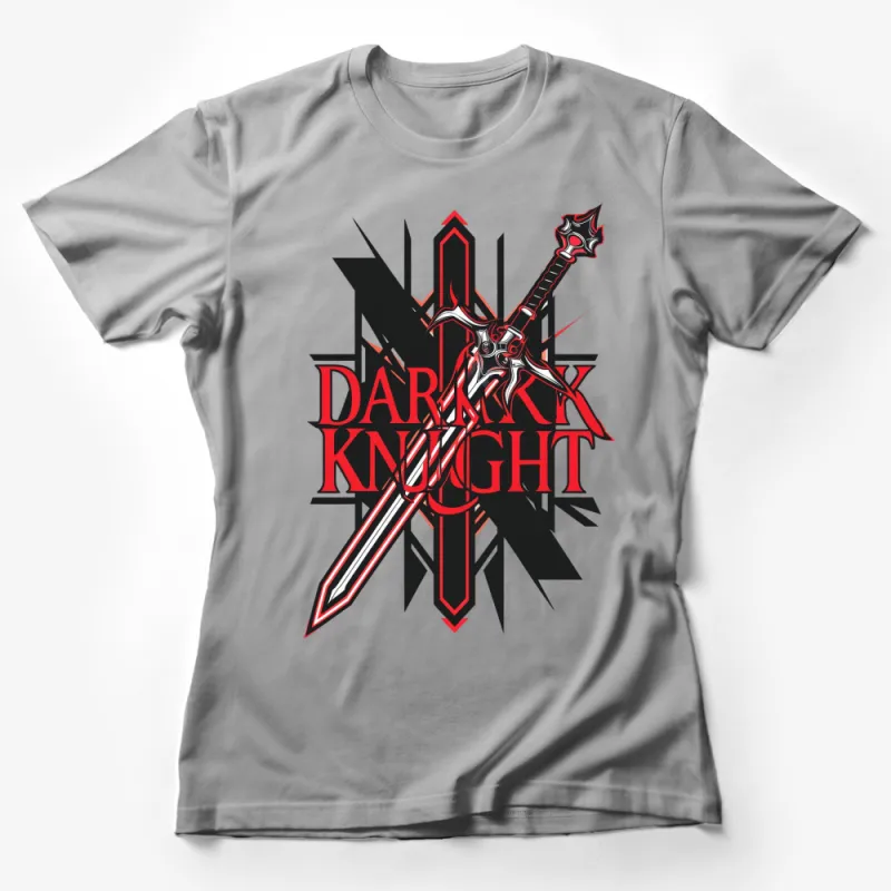 Dark Knight Red and Black Sword Graphic T-Shirt, Bold Fantasy Warrior Tee, Unique Design Men's Shirt Female T-Shirt