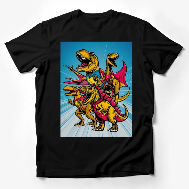 Kids Dinosaur T-Shirt, Colorful T-Rex with Cape, Fun Cartoon Dinosaur Graphic Tee, Boys and Girls Shirt Male T-Shirt