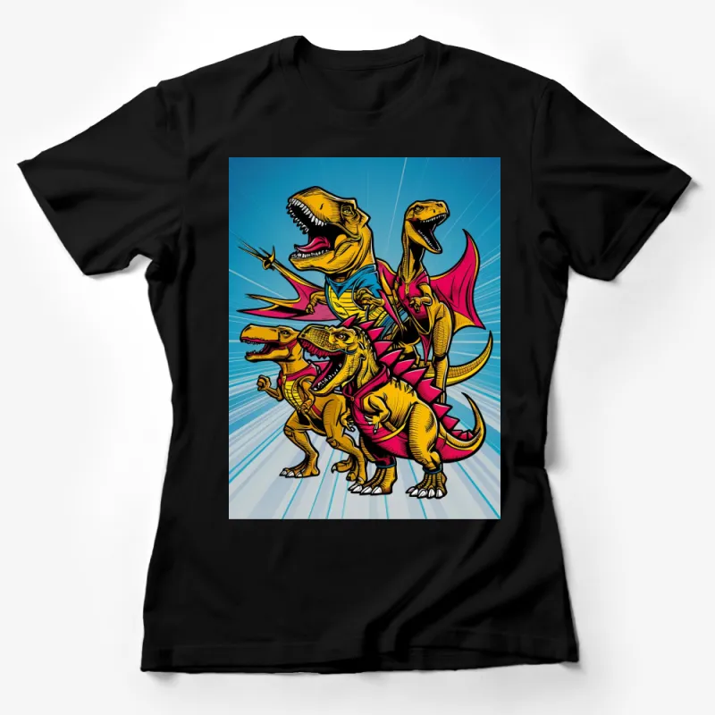 Kids Dinosaur T-Shirt, Colorful T-Rex with Cape, Fun Cartoon Dinosaur Graphic Tee, Boys and Girls Shirt Female T-Shirt