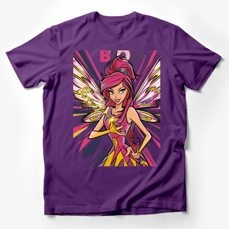 Bloom Winx Club Magical Girl T-Shirt, Vibrant Pink Cartoon Character Top, Fairy Fantasy Tee for Fans Male T-Shirt