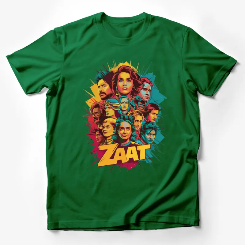 Colorful ZAAT Movie Cast T-Shirt, Retro Pop Art Style Tee, Unisex Graphic Shirt, Vibrant Film Character Top Male T-Shirt