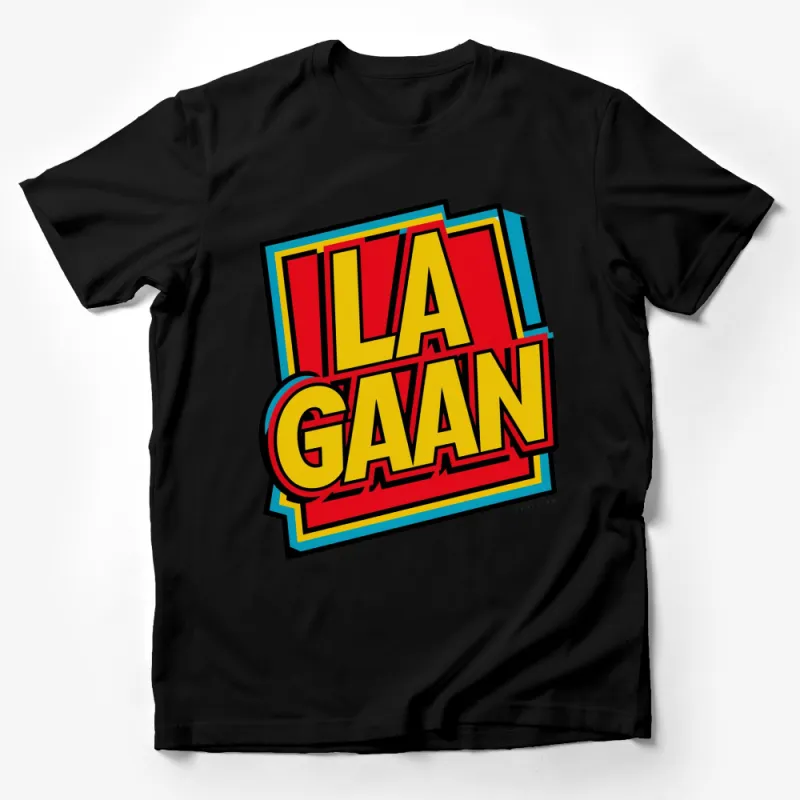 Bold LA GAAN Graphic T-Shirt, Colorful Unisex Streetwear Tee, Vibrant Typography Design, Casual Fashion Male T-Shirt