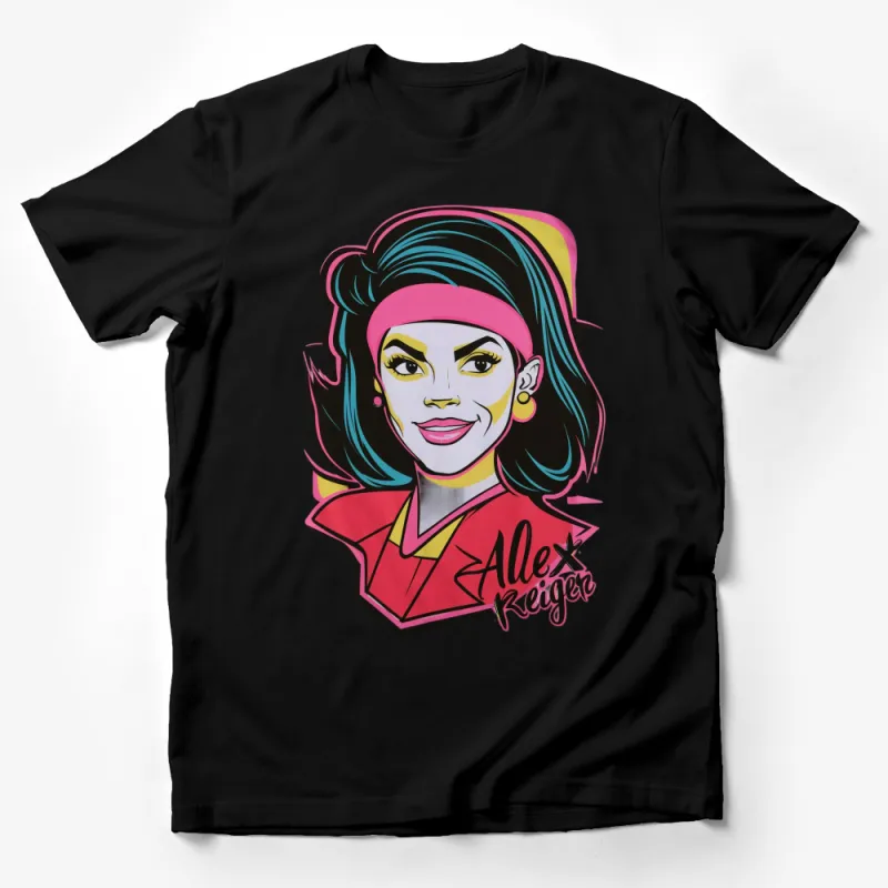 Retro Pop Art T-Shirt, Colorful Female Portrait, Vintage Style Graphic Tee, Bold Fashion Top Male T-Shirt