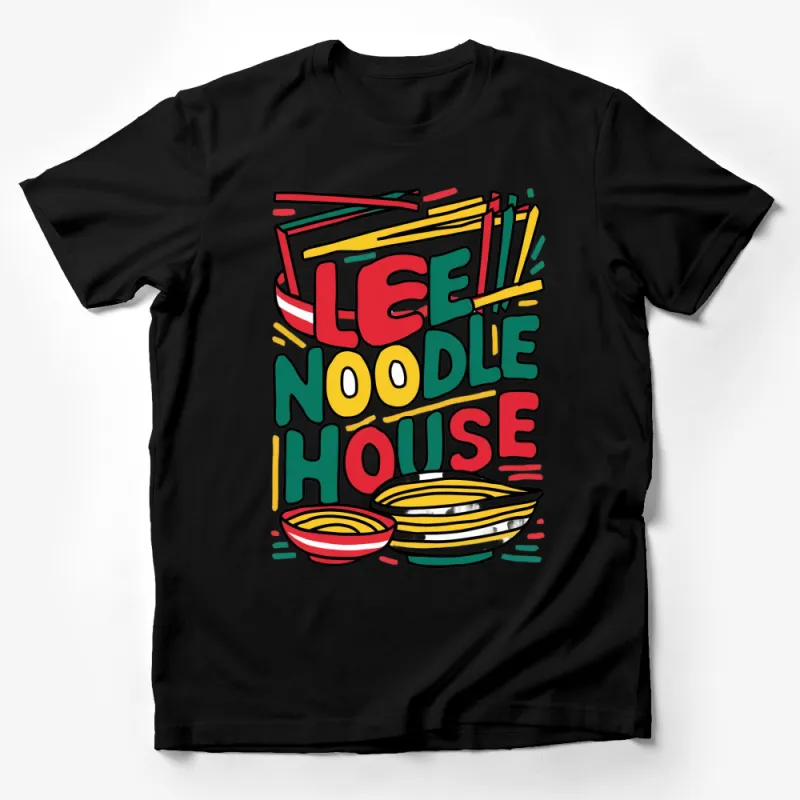 Lee Noodle House T-Shirt, Colorful Retro Style Graphic Tee, Noodle Bowl Illustration Shirt Male T-Shirt