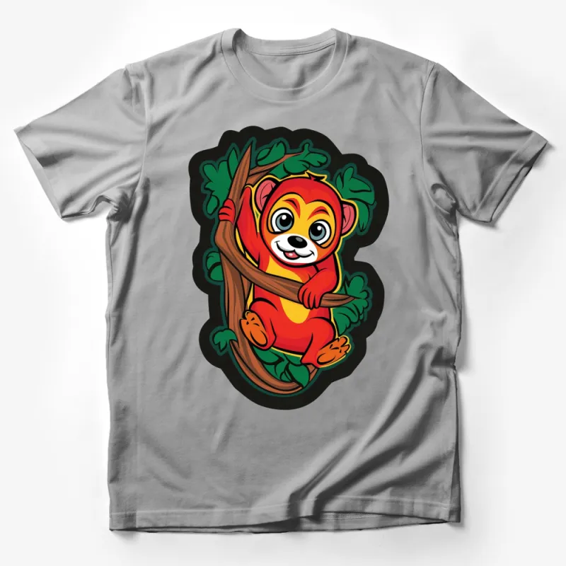 Kids Colorful Monkey T-Shirt, Jungle Animal Cartoon Tee, Vibrant Children's Clothing, Cute Animal Top Male T-Shirt