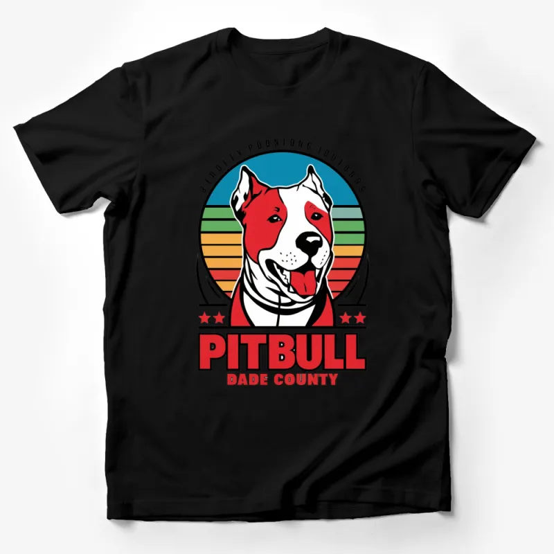 Pitbull Dade County Rainbow Striped Graphic T-Shirt, Unisex Casual Tee, Dog Lover Gift Male T-Shirt