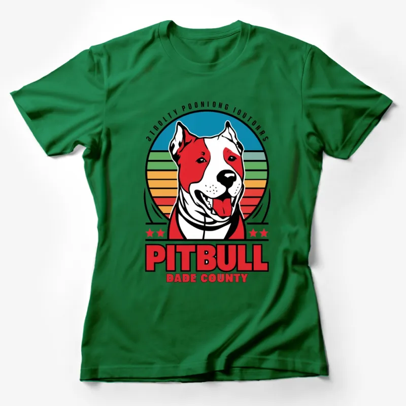 Pitbull Dade County Rainbow Striped Graphic T-Shirt, Unisex Casual Tee, Dog Lover Gift Female T-Shirt