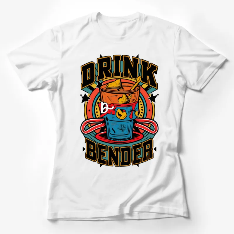 Drink Bender Retro Vintage T-Shirt, Classic Bar Tee, Funny Drinking Graphic Shirt, Unisex Female T-Shirt