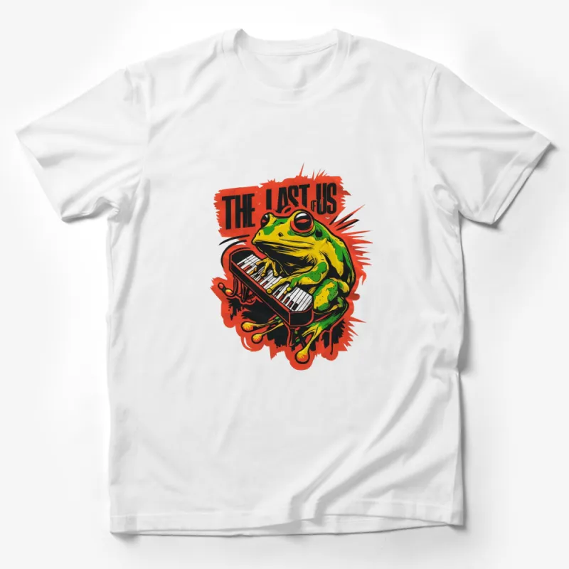 The Last of Us Inspired Frog Playing Keyboard Graphic T-Shirt, Vibrant Pop Culture Tee, Unique Animal Music Shirt Male T-Shirt