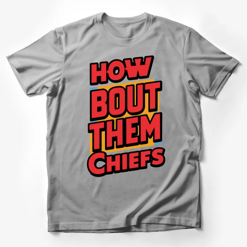 Bold Red and Yellow How Bout Them Chiefs Fan T-Shirt, Sports Apparel Male T-Shirt