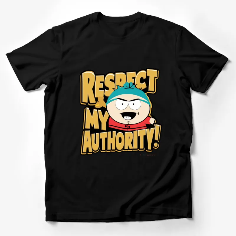 Cartoon Authority Phrase Graphic T-Shirt, Funny Character Tee, Bold Statement Shirt Male T-Shirt