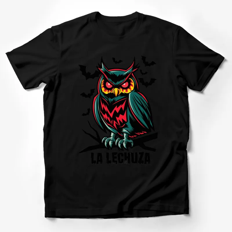 Vibrant Owl Graphic T-Shirt, La Lechuza Design, Bold Colors, Men's Women's Unisex Tee Male T-Shirt