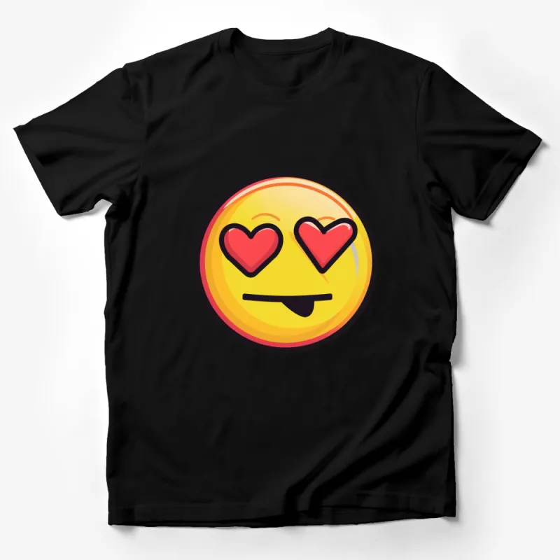 Heart Eyes Emoji T-Shirt, Cute Love Face Graphic Tee, Yellow Smiling Unisex Shirt, Gift Idea Male T-Shirt