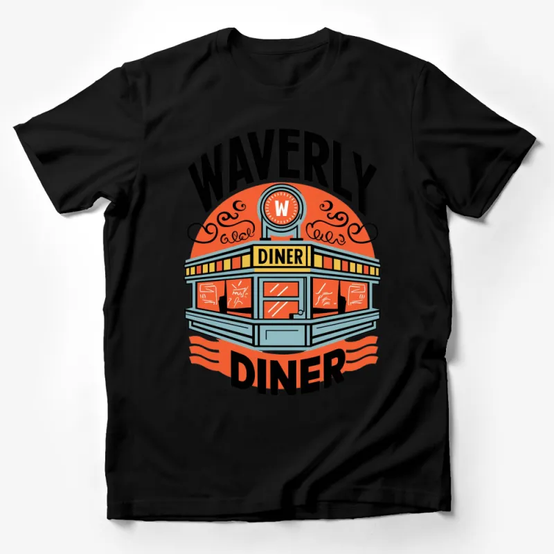 Vintage Waverly Diner Graphic T-Shirt, Retro Diner Tee, Casual Streetwear, Unique Gift Idea Male T-Shirt