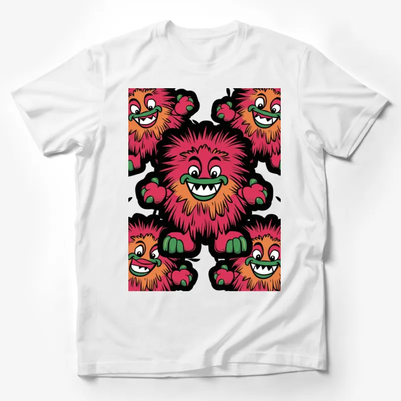 Colorful Monster Pattern T-Shirt for Kids, Fun Cartoon Creatures Tee, Unisex Children's Clothing Male T-Shirt