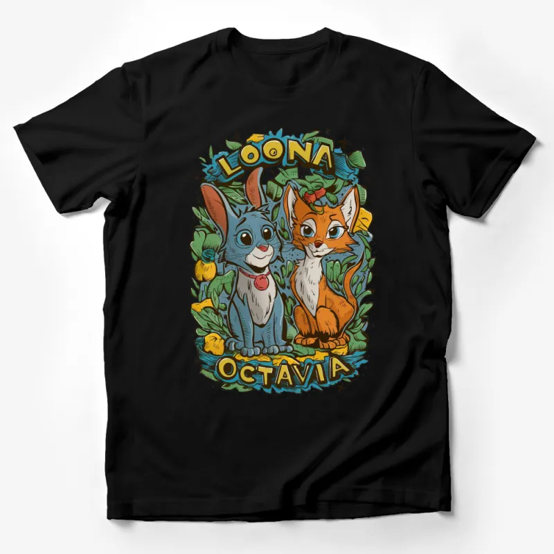 Loona Octavia Cartoon Fox and Bunny Friends Cute Animal T-Shirt, Unisex Kids Graphic Tee, Colorful Casual Shirt Male T-Shirt