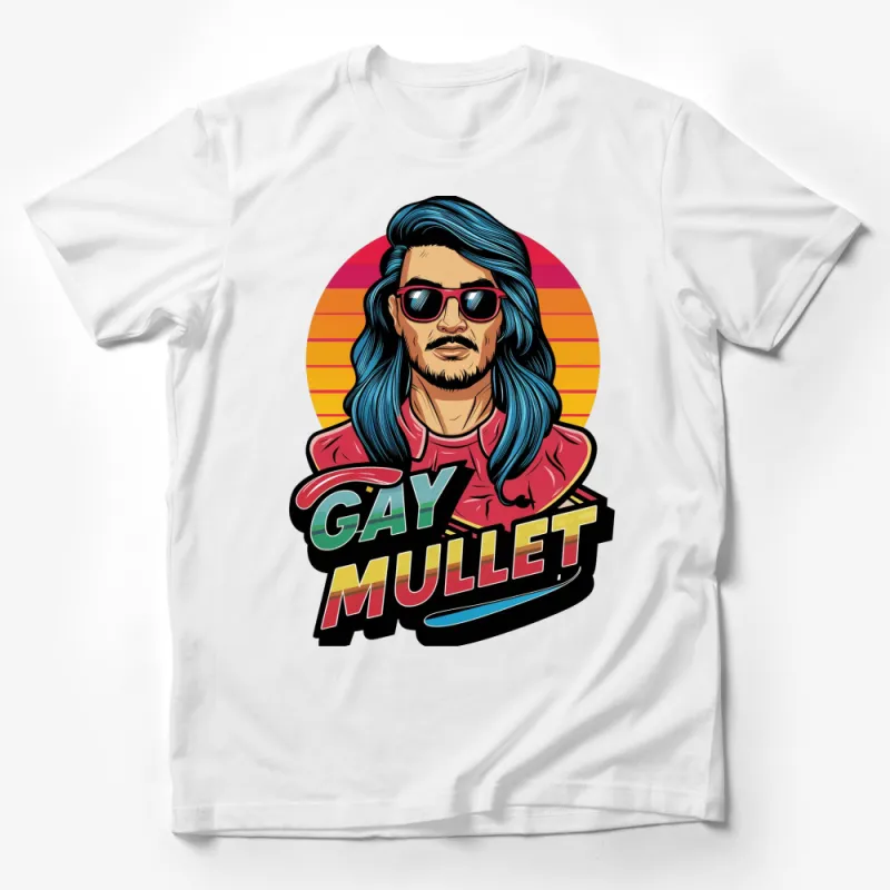 Retro Gay Mullet Pride T-Shirt, Colorful Vintage Style Graphic Tee, LGBTQ Fashion Top Male T-Shirt