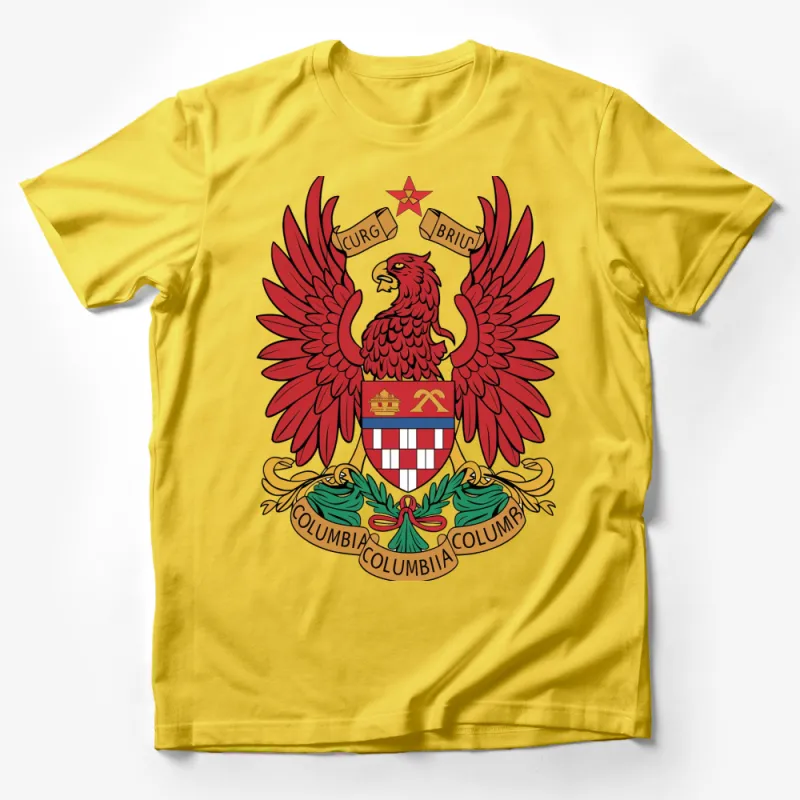 Bold Red Eagle Emblem T-Shirt, Unisex Vintage Inspired Crest Tee, Unique Graphic Statement Shirt Male T-Shirt