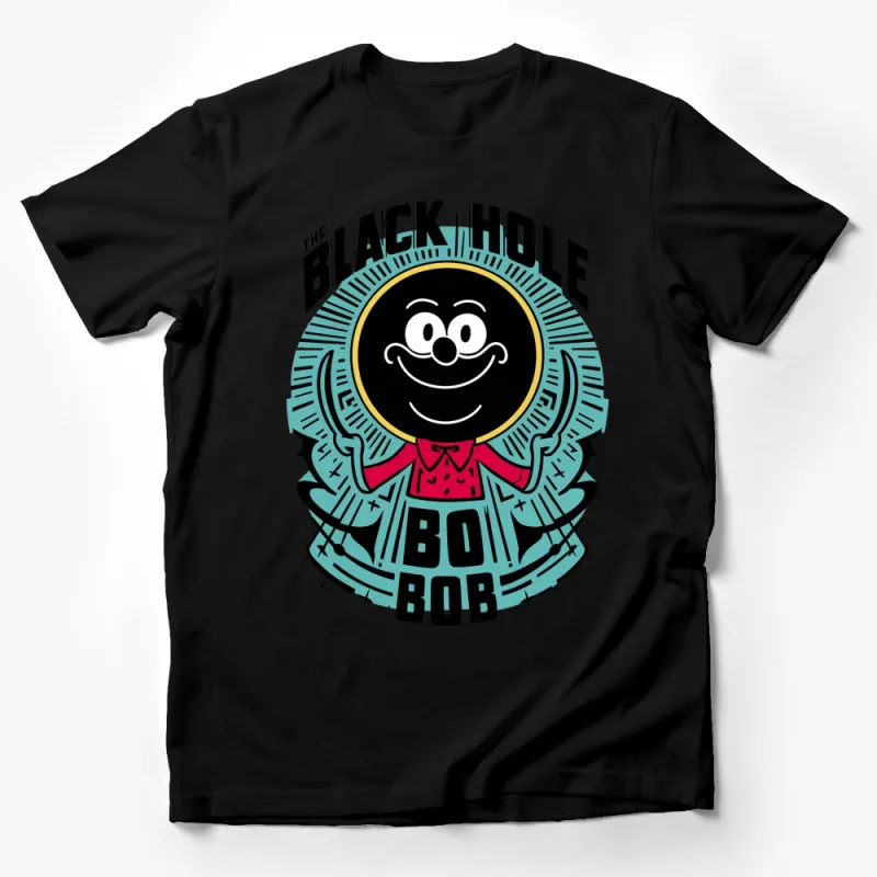 Black Hole Bob Cartoon T-Shirt, Fun Cosmic Character Tee, Quirky Space Graphic Shirt, Unisex Tee Male T-Shirt