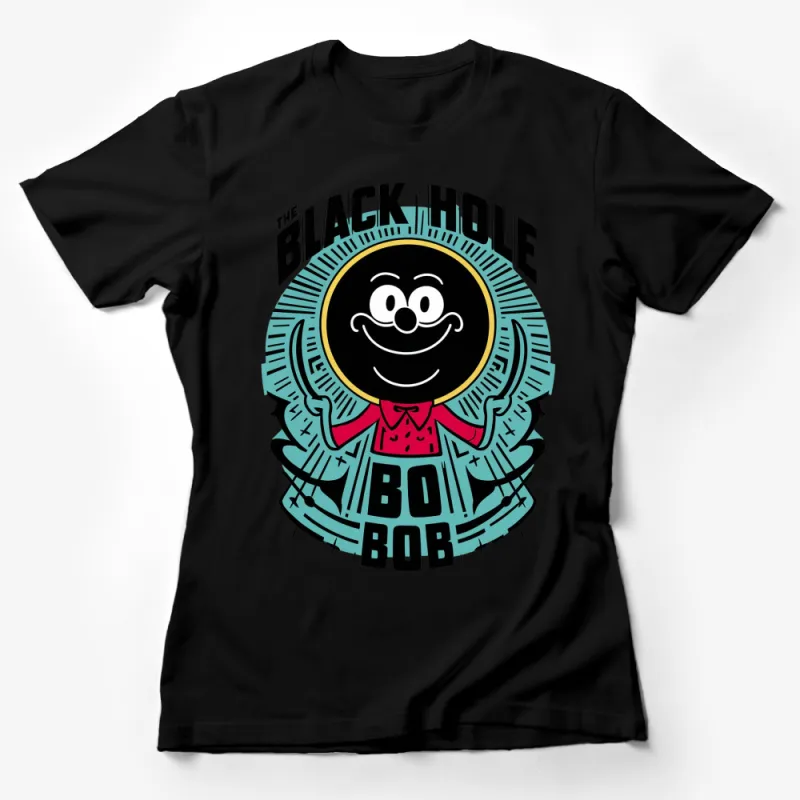 Black Hole Bob Cartoon T-Shirt, Fun Cosmic Character Tee, Quirky Space Graphic Shirt, Unisex Tee Female T-Shirt