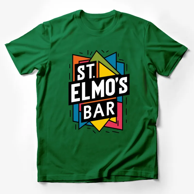 Retro St. Elmo's Bar Logo T-Shirt, Colorful Vintage Style Graphic Tee, Unisex Male T-Shirt