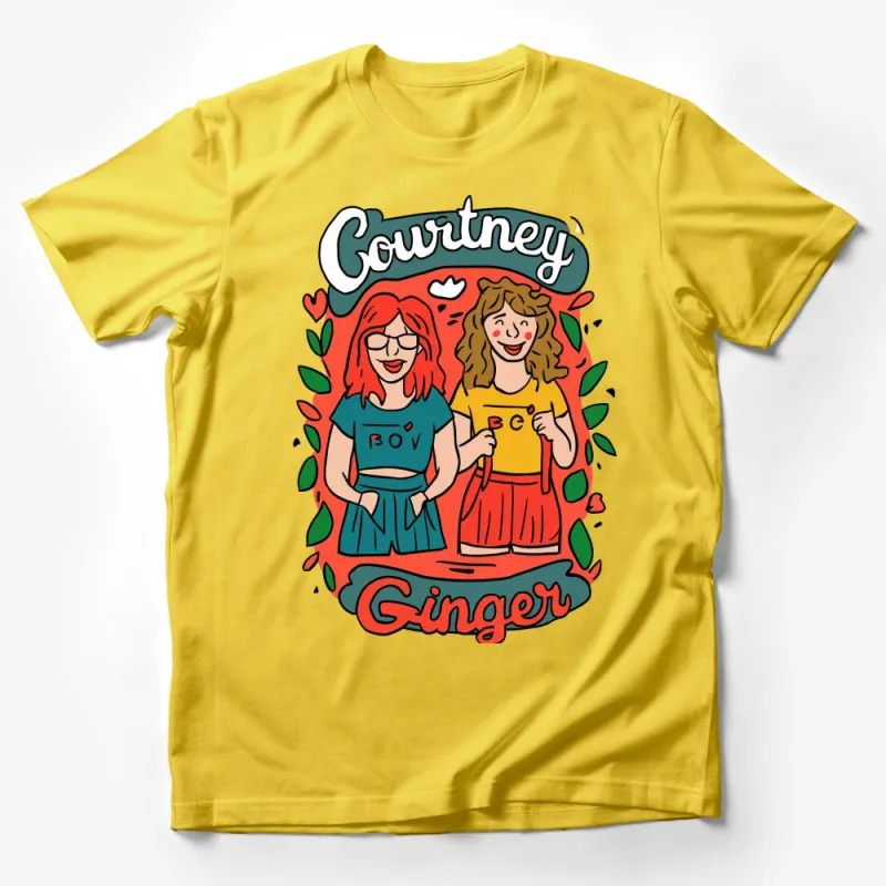 Courtney and Ginger T-Shirt, Colorful Cartoon Friends Graphic, Fun Casual Wear Male T-Shirt