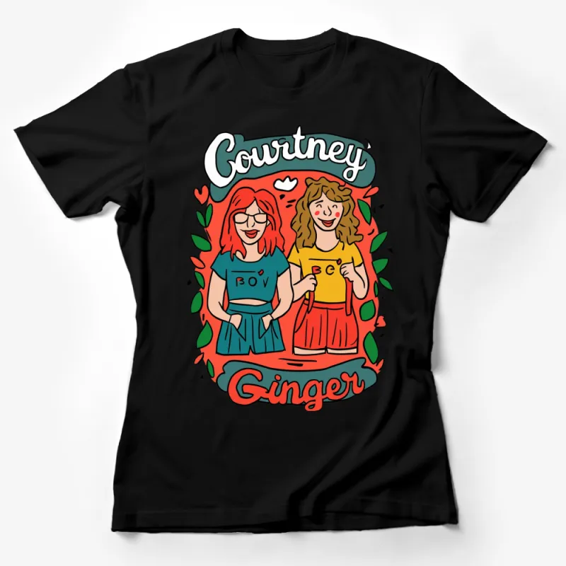 Courtney and Ginger T-Shirt, Colorful Cartoon Friends Graphic, Fun Casual Wear Female T-Shirt